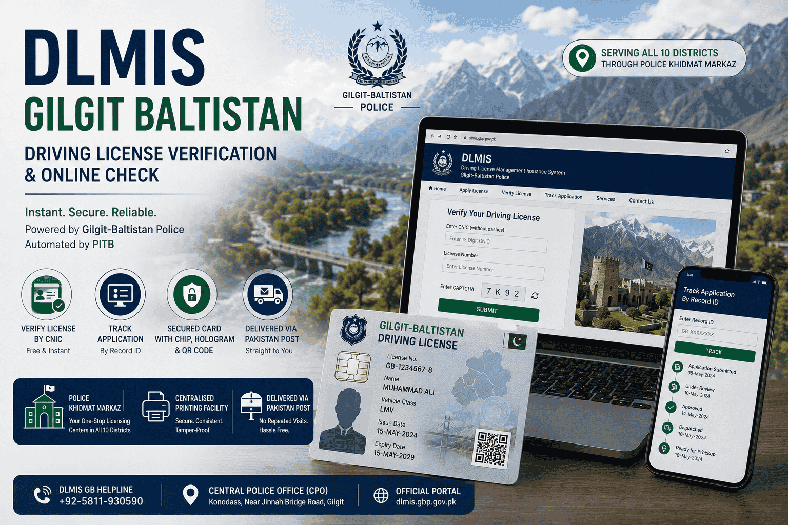DLMIS Gilgit Baltistan driving license verification online by CNIC