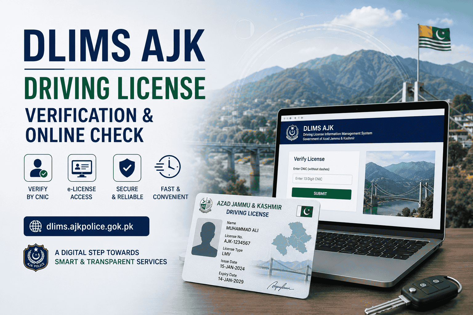 DLIMS AJK driving license verification online by CNIC